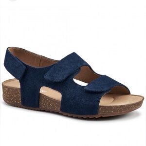 Hotter Explore Women’s Sandals Size 10 Navy Blue Suede Adjustable Comfort Shoes
